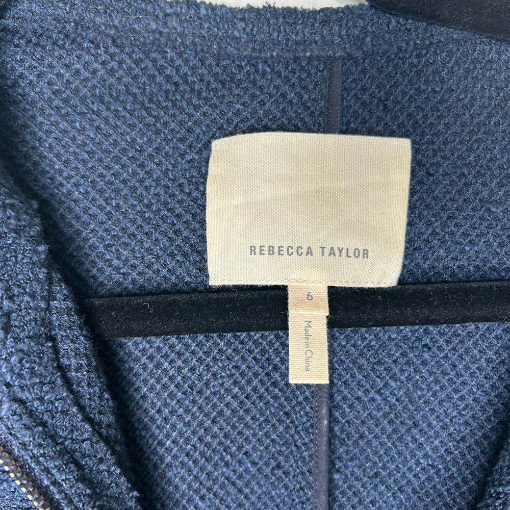 Rebecca Taylor navy blue bouclé peplum jacket Size 6 - Picture 4 of 8